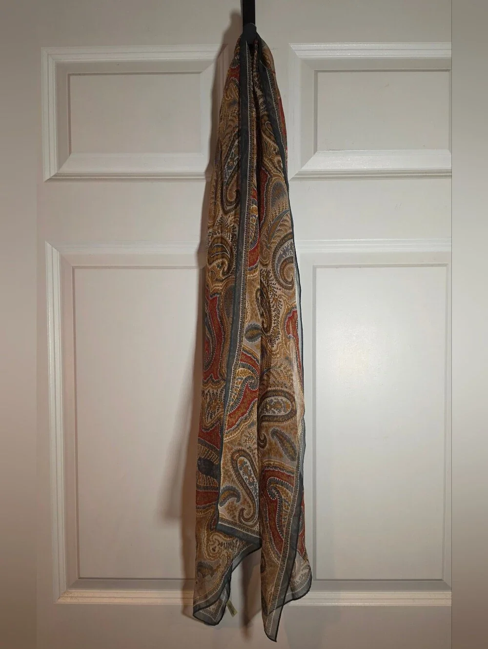 Vintage Paisley Patterned Sheer Silk Scarf Made In Japan